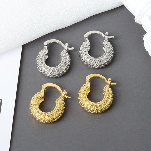 *NEW 925 Sterling Silver Textured Hoop Earrings A - Picture 5 of 5